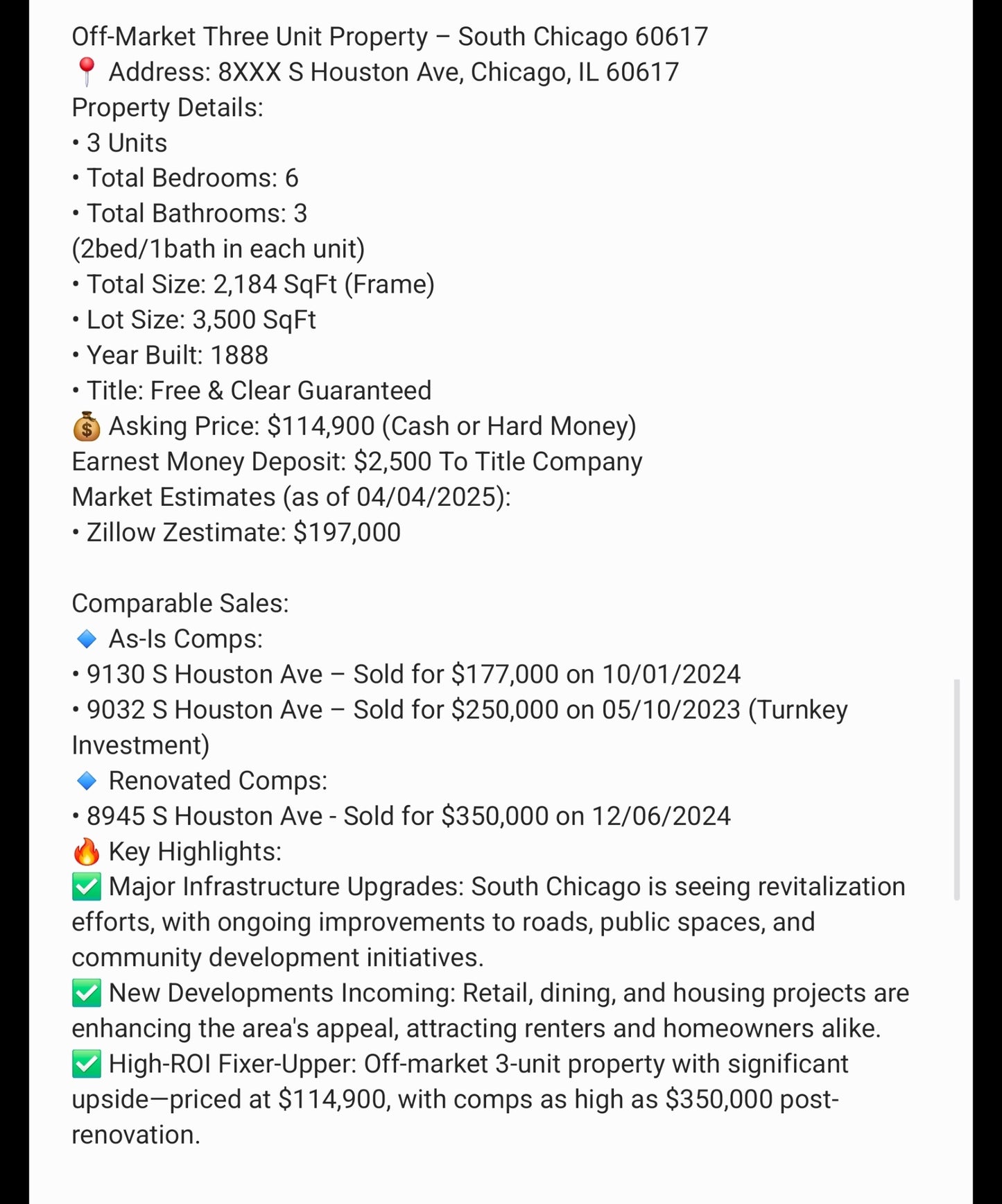 🏚South Chicago 3-Unit - Fixer Upper Special, Huge Spread!🚀